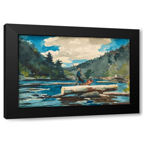Hudson River, Logging Black Modern Wood Framed Art Print by Homer, Winslow