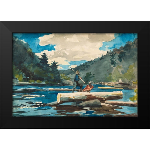 Hudson River, Logging Black Modern Wood Framed Art Print by Homer, Winslow