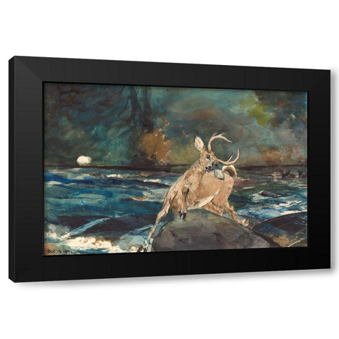 A Good Shot, Adirondacks Black Modern Wood Framed Art Print with Double Matting by Homer, Winslow