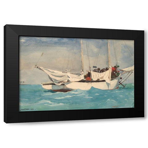 Key West, Hauling Anchor Black Modern Wood Framed Art Print with Double Matting by Homer, Winslow