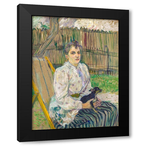 Lady with a Dog Black Modern Wood Framed Art Print with Double Matting by Toulouse-Lautrec, Henri de