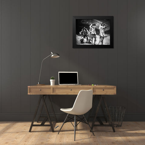 Navajo Yebichai (Yei Bi Chei) dancers Black Modern Wood Framed Art Print by Curtis, Edward