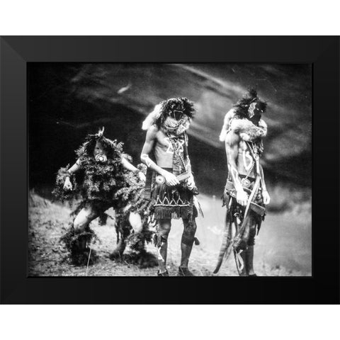 Navajo Yebichai (Yei Bi Chei) dancers Black Modern Wood Framed Art Print by Curtis, Edward