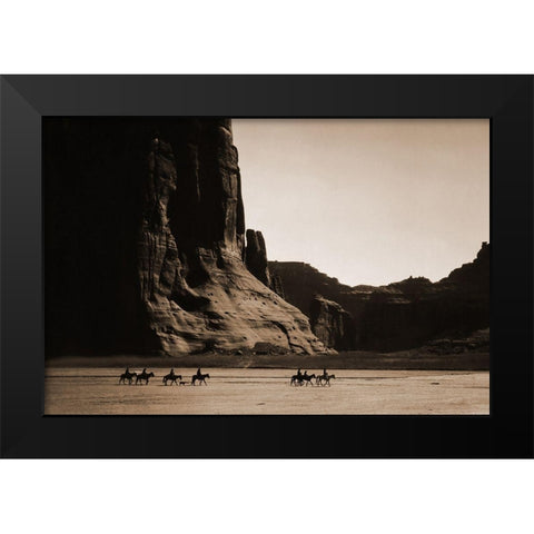 Canyon de Chelly, Navajo Black Modern Wood Framed Art Print by Curtis, Edward