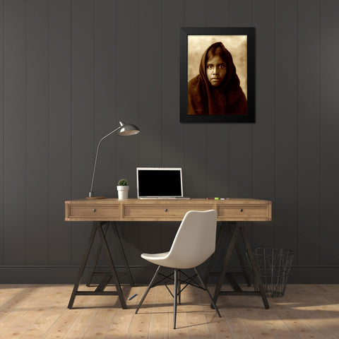 Qahatika girl, Arizona, 1907 Black Modern Wood Framed Art Print by Curtis, Edward