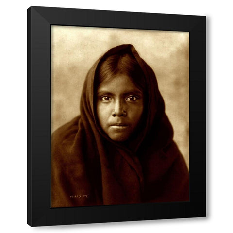 Qahatika girl, Arizona, 1907 Black Modern Wood Framed Art Print by Curtis, Edward