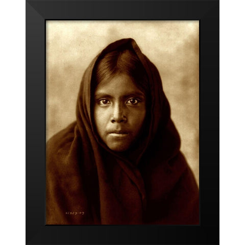 Qahatika girl, Arizona, 1907 Black Modern Wood Framed Art Print by Curtis, Edward