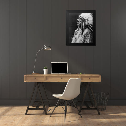 White Shield, Arikara Black Modern Wood Framed Art Print by Curtis, Edward