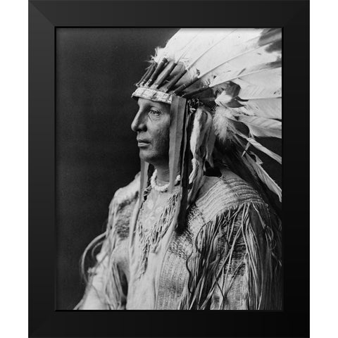 White Shield, Arikara Black Modern Wood Framed Art Print by Curtis, Edward