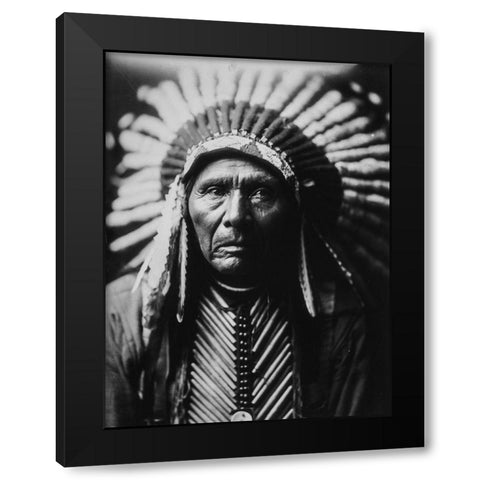 Three Horses Black and White Black Modern Wood Framed Art Print by Curtis, Edward