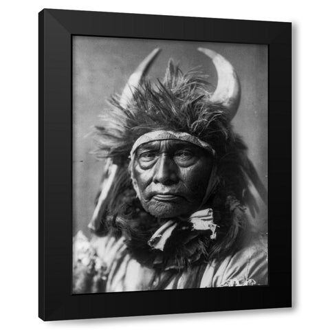 Bull Chief, Apsaroke Black Modern Wood Framed Art Print by Curtis, Edward