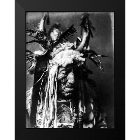 Lean Wolf, Hidatsa Black Modern Wood Framed Art Print by Curtis, Edward