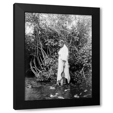 At the waters edge, Arikara Black Modern Wood Framed Art Print with Double Matting by Curtis, Edward
