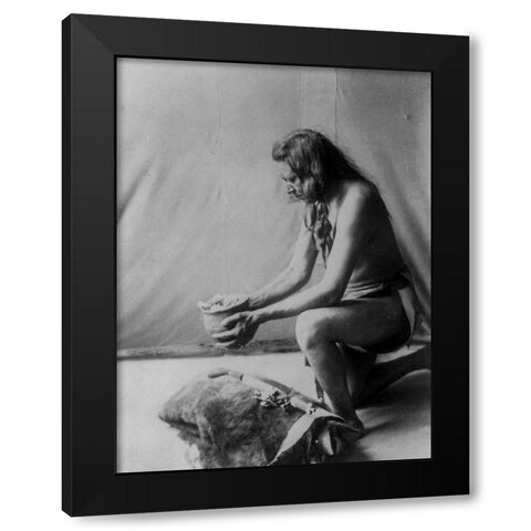 Incense over a medicine bundle Black Modern Wood Framed Art Print by Curtis, Edward