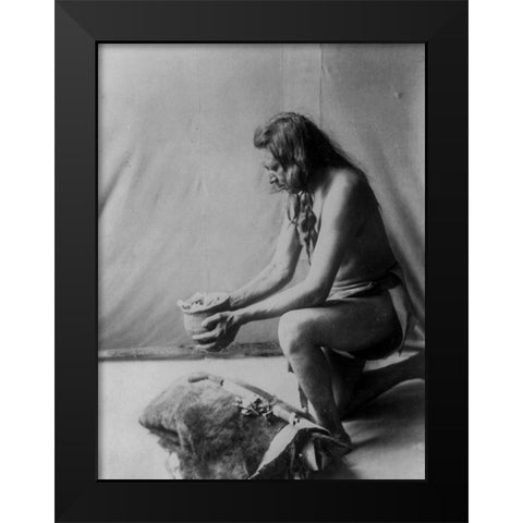 Incense over a medicine bundle Black Modern Wood Framed Art Print by Curtis, Edward