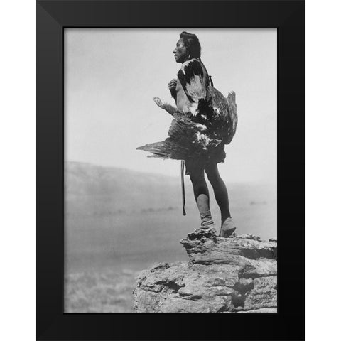 The eagle catcher Black Modern Wood Framed Art Print by Curtis, Edward