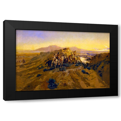 Planning the Attack Black Modern Wood Framed Art Print with Double Matting by Russell, Charles Marion