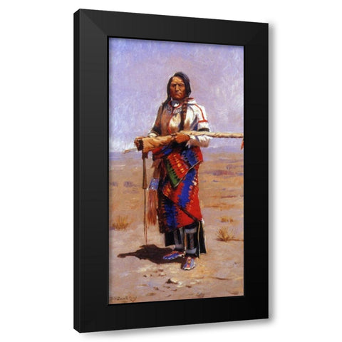Indian Buck Black Modern Wood Framed Art Print by Russell, Charles Marion
