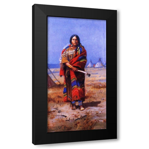 Indian Squaw Black Modern Wood Framed Art Print with Double Matting by Russell, Charles Marion