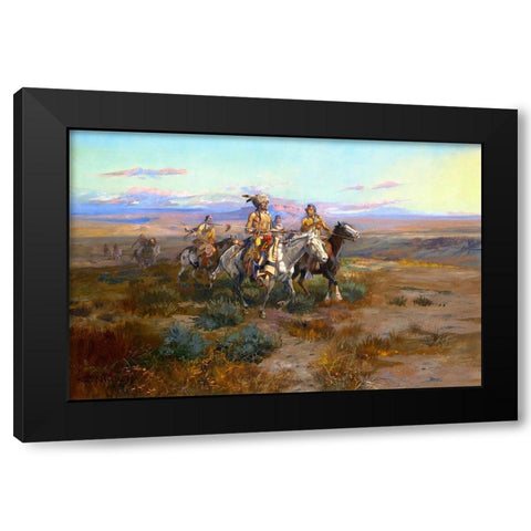 Seeking the Trail (detail) Black Modern Wood Framed Art Print by Russell, Charles Marion