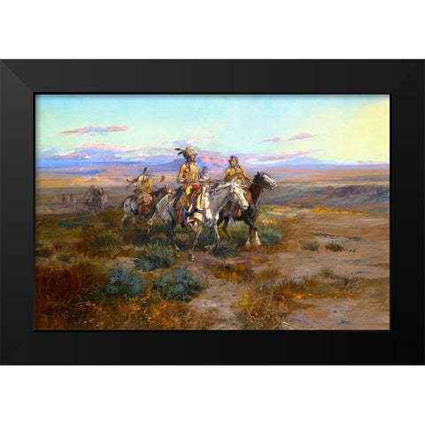 Seeking the Trail (detail) Black Modern Wood Framed Art Print by Russell, Charles Marion