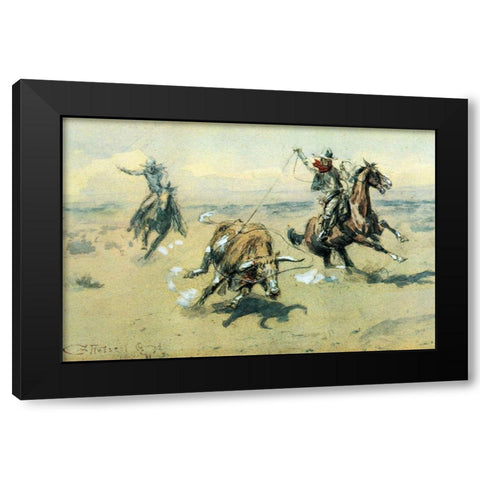 The Bolter-#2 Black Modern Wood Framed Art Print by Russell, Charles Marion