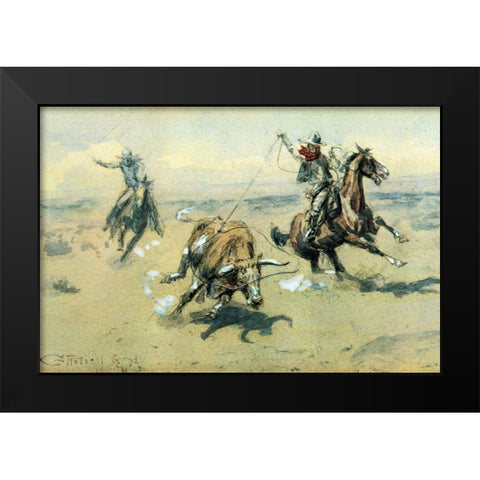 The Bolter-#2 Black Modern Wood Framed Art Print by Russell, Charles Marion