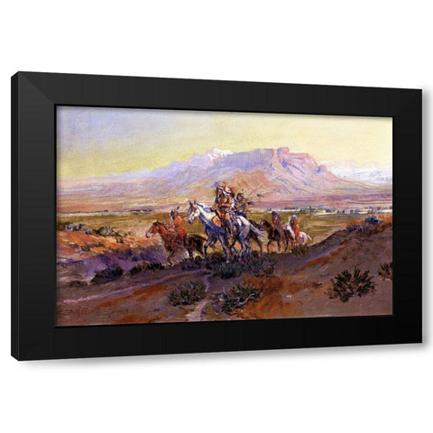The Forked Trail Black Modern Wood Framed Art Print with Double Matting by Russell, Charles Marion
