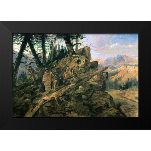 Plunder on the Horizon Black Modern Wood Framed Art Print by Russell, Charles Marion