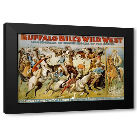 A Company of Wild West Cowboys Black Modern Wood Framed Art Print by Buffalo Bills Wild West Show Poster