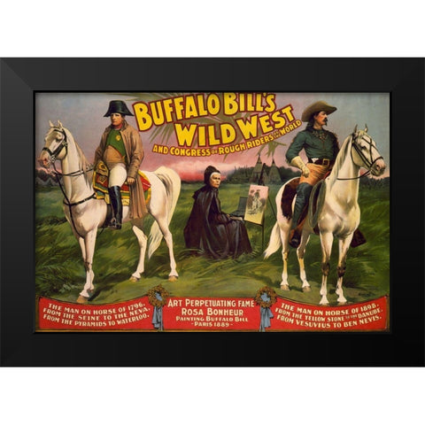 Congress of Rough Riders of the World Black Modern Wood Framed Art Print by Buffalo Bills Wild West Show Poster