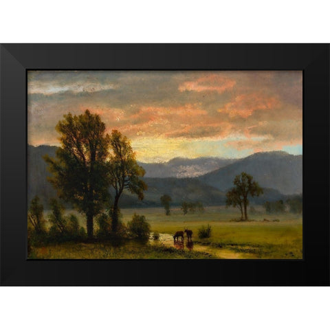Landscape with cattle Black Modern Wood Framed Art Print by Bierstadt, Albert