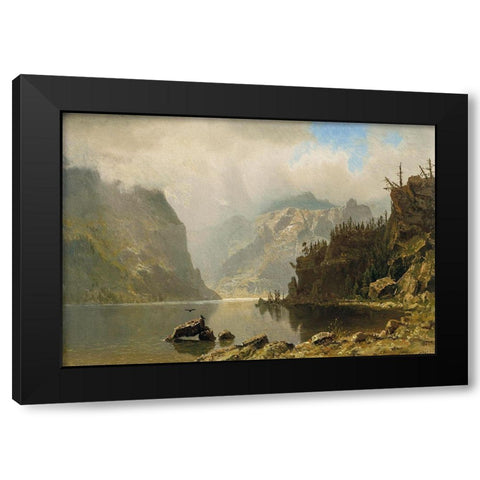 Western Landscape Black Modern Wood Framed Art Print by Bierstadt, Albert