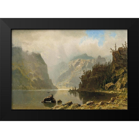 Western Landscape Black Modern Wood Framed Art Print by Bierstadt, Albert