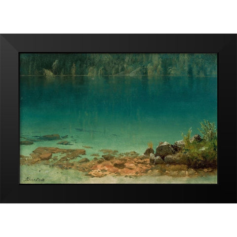 Lake Scene Black Modern Wood Framed Art Print by Bierstadt, Albert