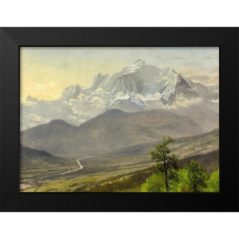 Mont Blanc Black Modern Wood Framed Art Print by Bierstadt, Albert