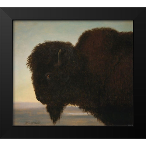 Buffalo Head Black Modern Wood Framed Art Print by Bierstadt, Albert