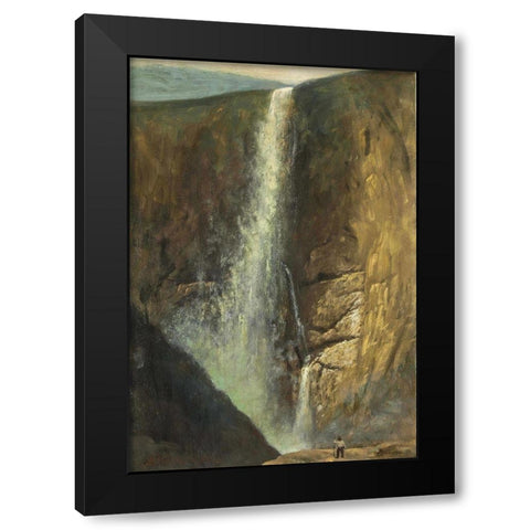 The Falls Black Modern Wood Framed Art Print with Double Matting by Bierstadt, Albert