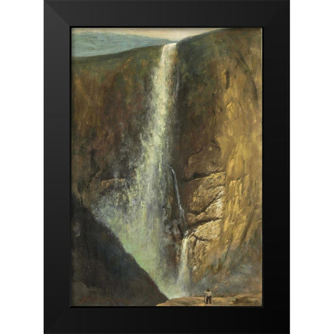 The Falls Black Modern Wood Framed Art Print by Bierstadt, Albert