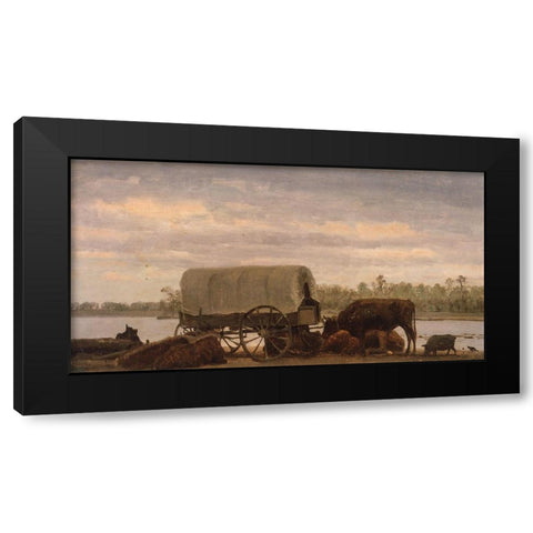 Nooning on the PlatteÂ  Black Modern Wood Framed Art Print with Double Matting by Bierstadt, Albert