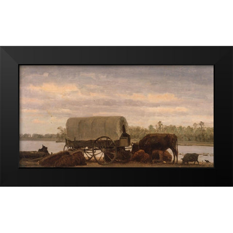 Nooning on the PlatteÂ  Black Modern Wood Framed Art Print by Bierstadt, Albert