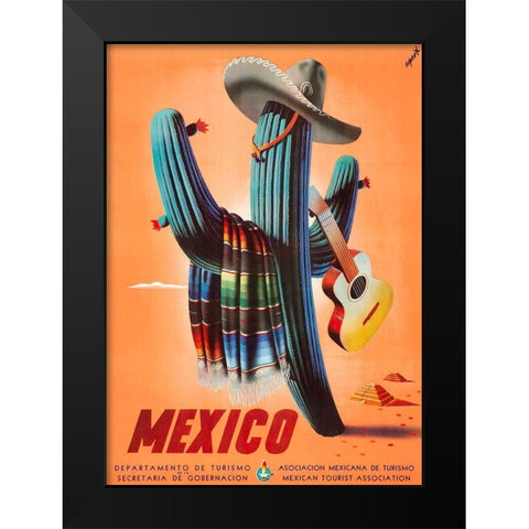 Mexico Vintage Travel Poster Black Modern Wood Framed Art Print by Espert Arcos, Jose