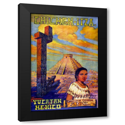 Yucatan, Mexico Black Modern Wood Framed Art Print with Double Matting by Florez. Chichen Itza