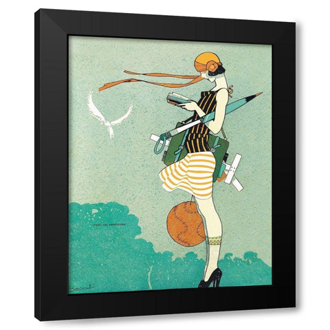 Mexican Magazine Cover 1920 Aires de primavera Black Modern Wood Framed Art Print by Garcia Cabral, Ernesto