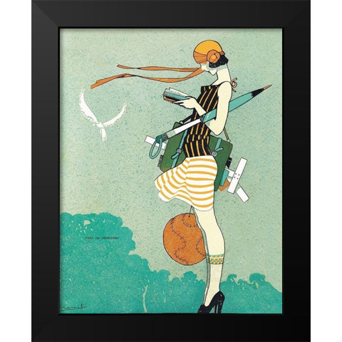 Mexican Magazine Cover 1920 Aires de primavera Black Modern Wood Framed Art Print by Garcia Cabral, Ernesto