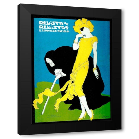 Mexican Magazine Cover 1920 El presente y el futuro Black Modern Wood Framed Art Print by Garcia Cabral, Ernesto