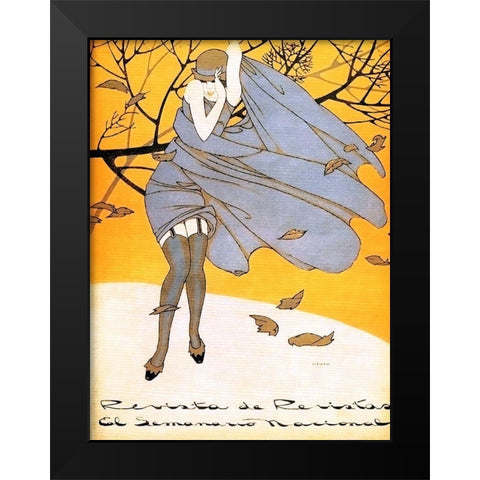 Mexican Magazine Cover 1920 Otono Black Modern Wood Framed Art Print by Garcia Cabral, Ernesto
