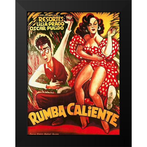 Mexican Movie Poster Rumba Caliente Black Modern Wood Framed Art Print by Garcia Cabral, Ernesto