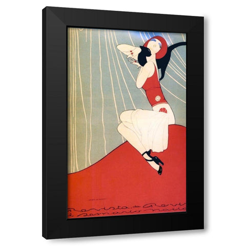 Mexican Magazine Cover 1920 Quien acaricia Black Modern Wood Framed Art Print by Garcia Cabral, Ernesto