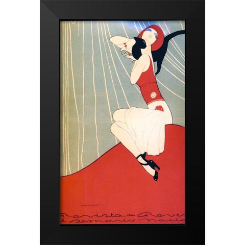 Mexican Magazine Cover 1920 Quien acaricia Black Modern Wood Framed Art Print by Garcia Cabral, Ernesto